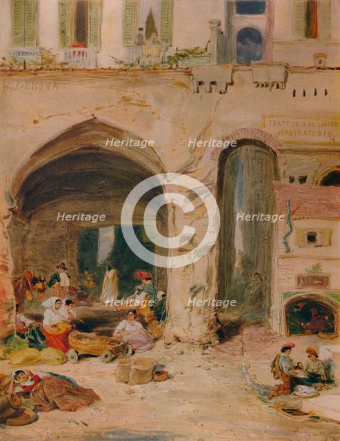 'A Courtyard in Genoa', c1850, (1935). Artist: James Holland.
