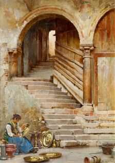 A Courtyard in Verona, 1875-1899. Creator: William Logsdail