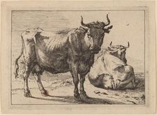 A Cow Standing and Another Lying Down, 1650. Creator: Paulus Potter