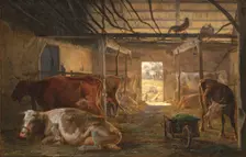 A Cowshed on a Farm at Vejby, Zealand, 1844. Creator: Johan Thomas Lundbye