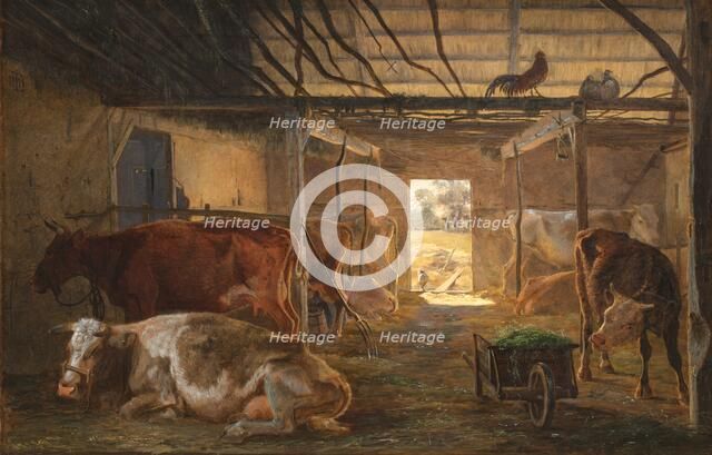 A Cowshed on a Farm at Vejby, Zealand, 1844. Creator: Johan Thomas Lundbye.