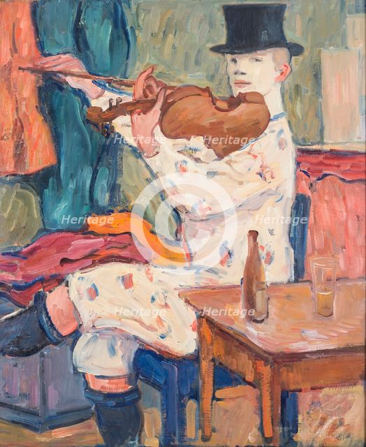 A Clown Playing the Violin, 1915. Creator: Gosta von Hennigs.