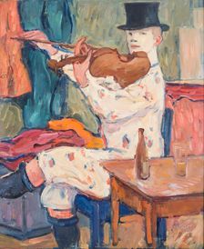 A Clown Playing the Violin, 1915. Creator: Gosta von Hennigs