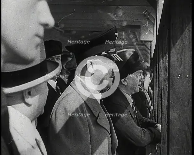 A Close up of Adolf Hitler Looking Out to Sea from a Deck on Board the 'Strength Through..., 1939. Creator: British Pathe Ltd.