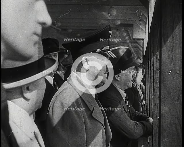 A Close up of Adolf Hitler Looking Out to Sea from a Deck on Board the 'Strength Through..., 1939. Creator: British Pathe Ltd.