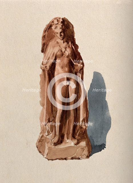A clay figure of an intersex person revealing their genital area (Hermaphroditos anasyromenos). Creator: Unknown.