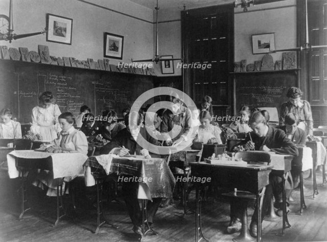 A class in clay modeling, 2nd Division, (1899?). Creator: Frances Benjamin Johnston.