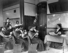 A class in mathematical geography studying earth's rotation..., Hampton Institute, Virginia, 1899. Creator: Frances Benjamin Johnston