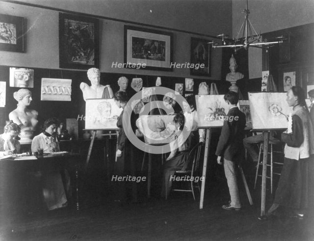 A class in painting, Central High School, (1899?). Creator: Frances Benjamin Johnston.