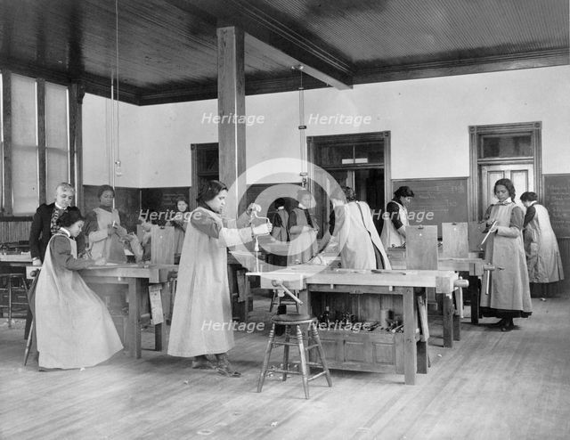 A class in sloyd woodworking, 1899 or 1900. Creator: Frances Benjamin Johnston.