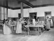A class in sloyd woodworking, 1899 or 1900. Creator: Frances Benjamin Johnston