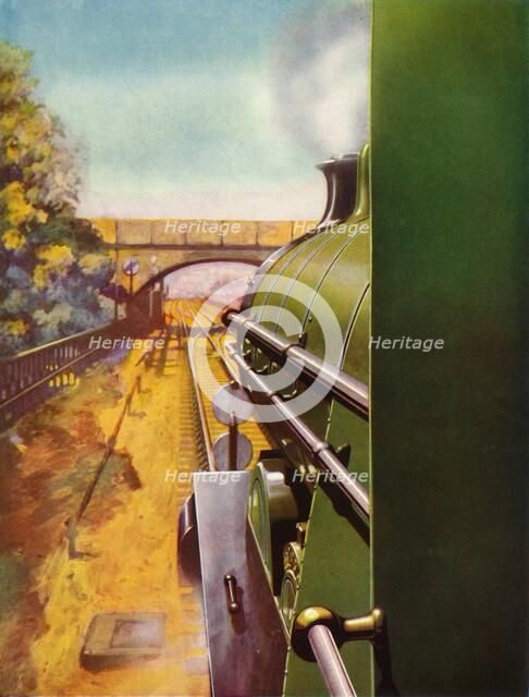 'A Clear Road from the cab of a Southern Railway "Atlantic" locomotive', 1935. Creator: Unknown.