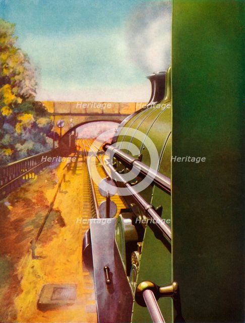 'A Clear Road from the cab of a Southern Railway "Atlantic" locomotive', 1935. Creator: Unknown.