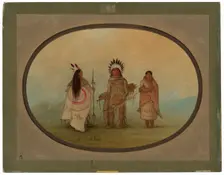 A Crow Chief, a Warrior, and His Wife, 1855/1869. Creator: George Catlin