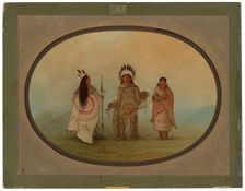 A Crow Chief, a Warrior, and His Wife, 1855/1869. Creator: George Catlin