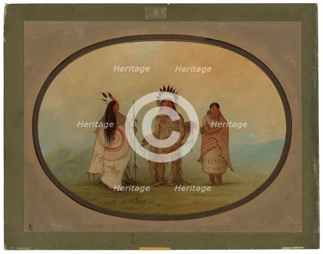 A Crow Chief, a Warrior, and His Wife, 1855/1869. Creator: George Catlin.