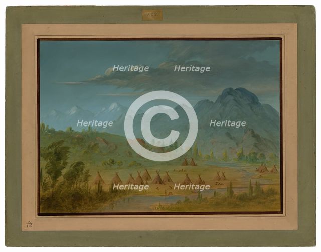 A Crow Village and the Salmon River Mountains, 1855/1869. Creator: George Catlin.