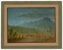 A Crow Village and the Salmon River Mountains, 1855/1869. Creator: George Catlin