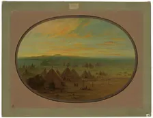 A Crow Village on the Salmon River, 1855/1869. Creator: George Catlin