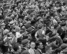 A Crowd watching a Military Band in Trafalgar Square, 1940. Creator: British Pathe Ltd