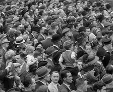 A Crowd watching a Military Band in Trafalgar Square, 1940. Creator: British Pathe Ltd