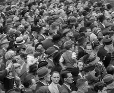 A Crowd watching a Military Band in Trafalgar Square, 1940. Creator: British Pathe Ltd