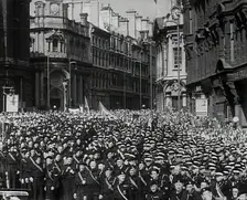 A Crowd Listening to Lord Beaverbrook Giving a Speech in Support of the USSR, Birmingham, 1942. Creator: British Pathe Ltd