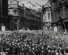 A Crowd Listening to Lord Beaverbrook Giving a Speech in Support of the USSR, Birmingham, 1942. Creator: British Pathe Ltd