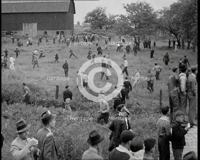 A Crowd of Angry Civilians Clashing With the US Army, 1932. Creator: British Pathe Ltd.