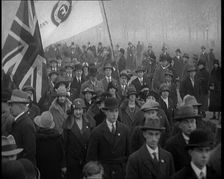A Crowd of People Carrying Flags. Flags read British Fascists 1924. Creator: British Pathe Ltd