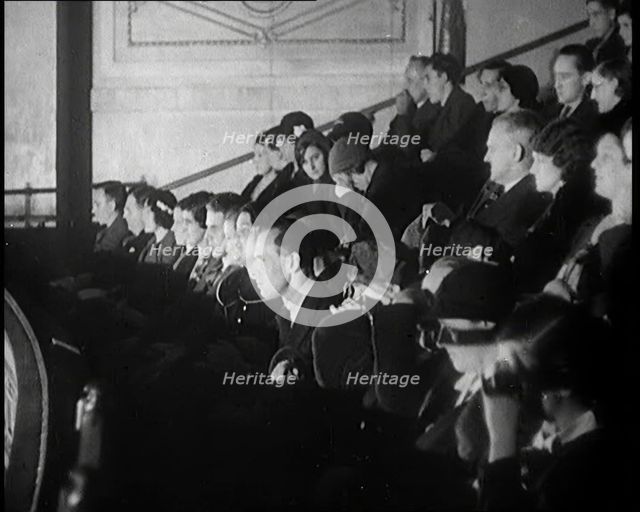 A Crowd of People Watching Actors Performing on Stage in a Theatre, 1931. Creator: British Pathe Ltd.