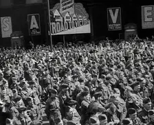 A Crowd of Soldiers Listening to a Speech by Lord Beaverbrook, Birmingham, 1942. Creator: British Pathe Ltd