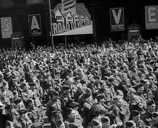 A Crowd of Soldiers Listening to a Speech by Lord Beaverbrook, Birmingham, 1942. Creator: British Pathe Ltd