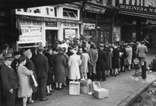 A crowd outside a meat market, New York, USA, 15th October, 1946. Creator: Unknown