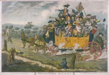 A crowded coach travelling between Greenwich and Charing Cross, London, 1783. Artist: Anon