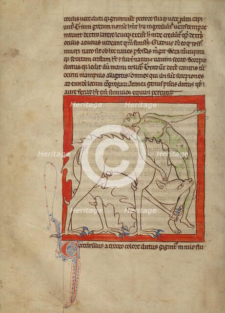 A Crocodile; Northumberland Bestiary, about 1250-1260. Creator: Unknown.