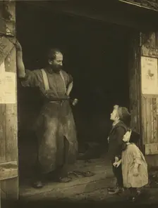 A "crack" with the blacksmith, c1900. Creator: Frances S. Allen