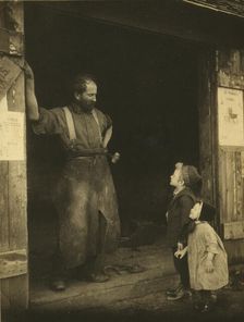 A "crack" with the blacksmith, c1900. Creator: Frances S. Allen