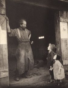 A "crack" with the blacksmith, c1900. Creator: Frances S. Allen