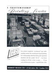 A Craftsmanship Printing Service - Herbert Reiach Ltd 1939