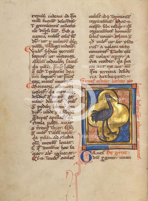 A Crane; Bestiary, about 1270. Creator: Unknown.