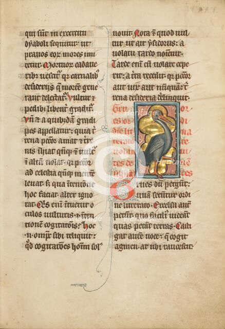 A Crane; De Natura Avium; De Pastoribus et Ovibus; Bestiarium, 1277 or after. Creator: Unknown.