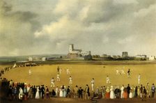 A Cricket Match at Christchurch Priory, Hampshire, 1850 (1947). Creator: Unknown