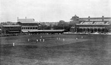 A cricket match in progress at Lord's cricket ground, London, 1912