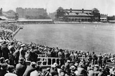 A cricket match, Lord's cricket ground, London, 1926-1927.Artist: McLeish