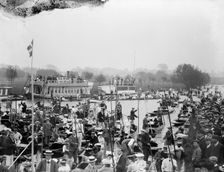 A crush of boats on the River Thames at Oxford, Oxfordshire during Eight Weeks, c1905. Artist: Henry Taunt