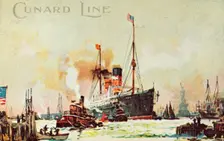 A Cunard occean liner enters the North River, New York City, USA, c1900. Creator: Unknown