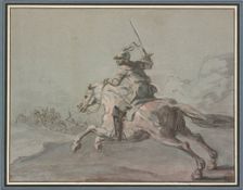 A cuirassier leaping to the left, 18th century. Creator: Jean-Baptiste Robin
