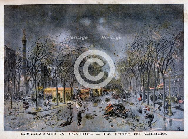 A cyclone in Paris, Place du Châtelet, 1896. Artist: Henri Meyer