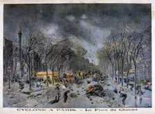 A cyclone in Paris, Place du Châtelet, 1896. Artist: Henri Meyer